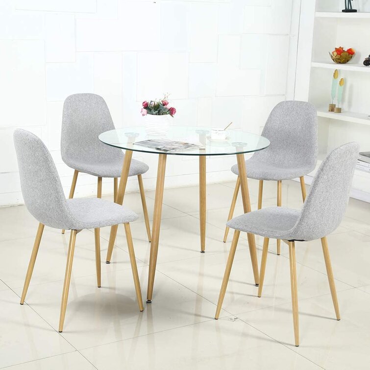 Glass table best sale with chairs set